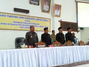 DPRD Lamteng Paripurnakan Laporan LKPJ 2017 Bupati Lamteng
