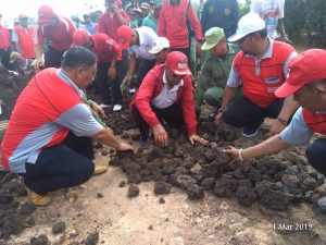 Bersama Warga Kampung Srikencono, Bupati Loekman Pasang Batu Jalan Kampung