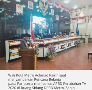 Sah, DPRD Kota Metro Tetapkan APBD-P 2020 Untuk Penanganan Covid-19