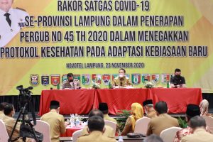 Arinal Pimpin Rakor Satgas Covid-19 Se-Lampung Dalam Penerapan Pergub Nomor 45 Tahun 2020