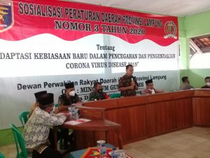 Mingrum Gumay; Sosialisasi Perda Covid 19 di Simbarwaringin Trimurjo Lampung Tengah