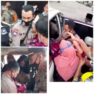Ibu Hamil Mau Merojol Adek Bai, Di Bopong Dua Anggota Polres Pesawaran
