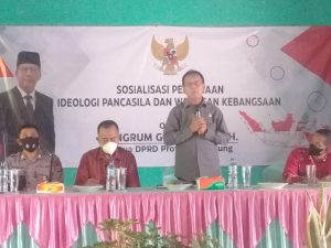 Ketua DPRD Mingrum Gumay Gelar Sosialisasi Pembinaan Ideologi Pancasila dan Wawasan Kebangsaan di Kecamatan Kalirej