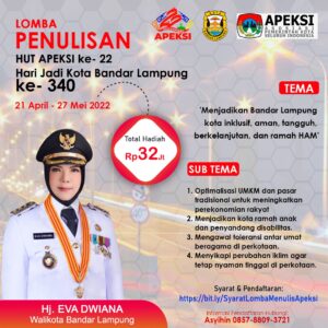 Sambut HUT ke-22 Apeksi, Pemkot Bandar Lampung Gelar Lomba Penulisan untuk Jurnalis