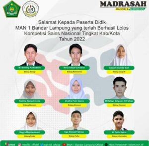 Membanggakan, MAN 1 Bandar Lampung Lolos Ajang Bergensi ‘Kompetisi Sains Nasional’