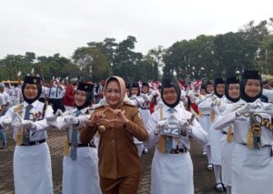 Bupati Tulang Bawang Winarti Meriahkan HUT RI Ke-77 Tahun 2022 Dengan Agenda Lomba Gerak Jalan