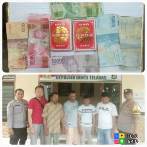 Polsek Dente Teladas Tangkap Empat Pelaku Yang Sedang Asyik Berjudi