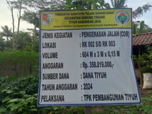 Pemerintah Tiyuh Kagungan Jaya Realisasikan Pembuatan Pengerasan Jalan Rabat Beton