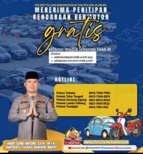 Polres Tulang Bawang Barat Buka Layanan Penitipan Kendaraan dan Barang Berharga Bagi Pemudik