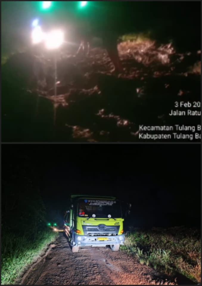 Jalan Kabupaten Tubaba Hancur Dilindas Truk 20 Ton, Perusahaan Luar Daerah Diduga Cuci Tangan