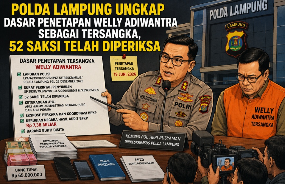 Polda Lampung Tetapkan Welly Tersangka Setelah Periksa 52 Saksi dan Sita Barang Bukti