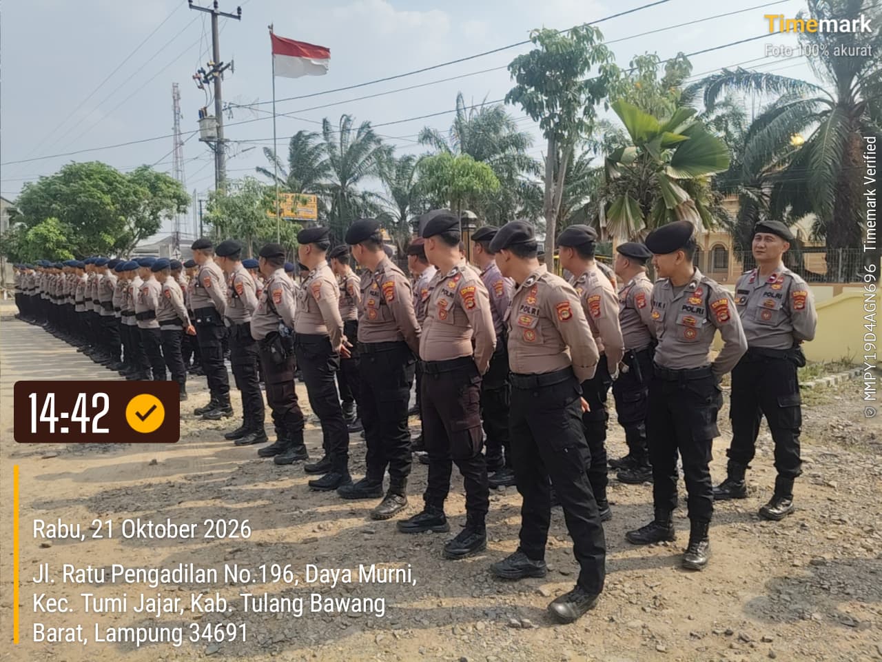Dukung Pengamanan Pilkades Tubaba, Personel Polres Tulang Bawang dan Brimob Siaga, Situasi Tetap Aman Dan Kondusif